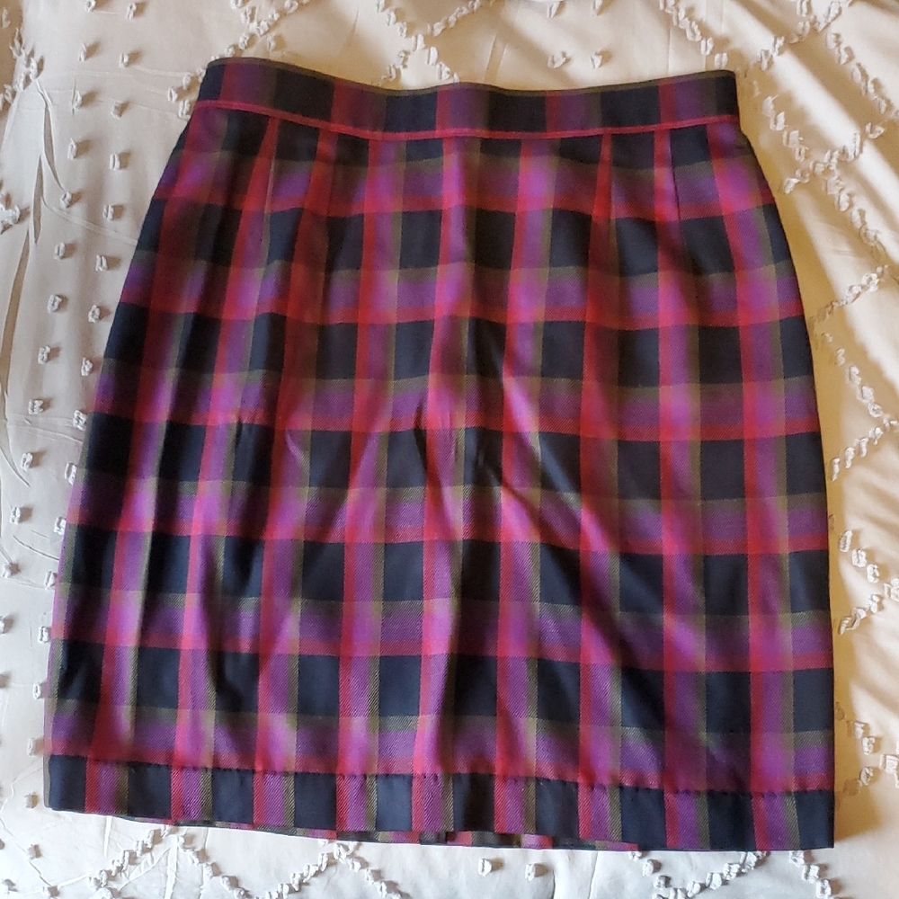 Vintage Sag Harbor Purple and Black Plaid Skirt